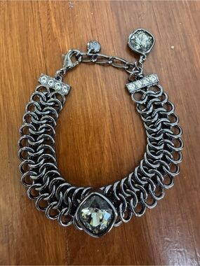 Brighton Gunmetal Bracelet with Clear Crystals